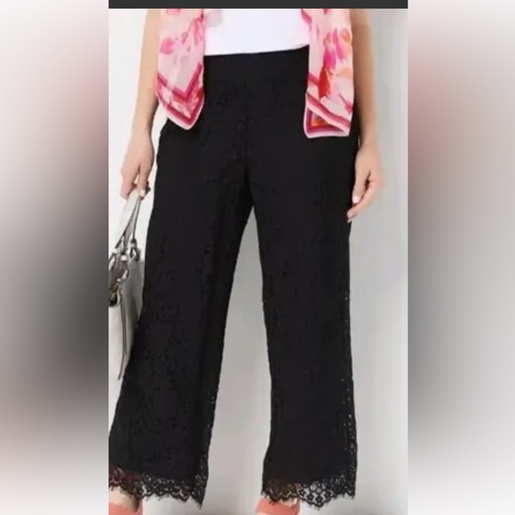 Isaac Mizrahi Live! Black Lace Wide-Leg Pants Size 16 - Picture 2 of 9